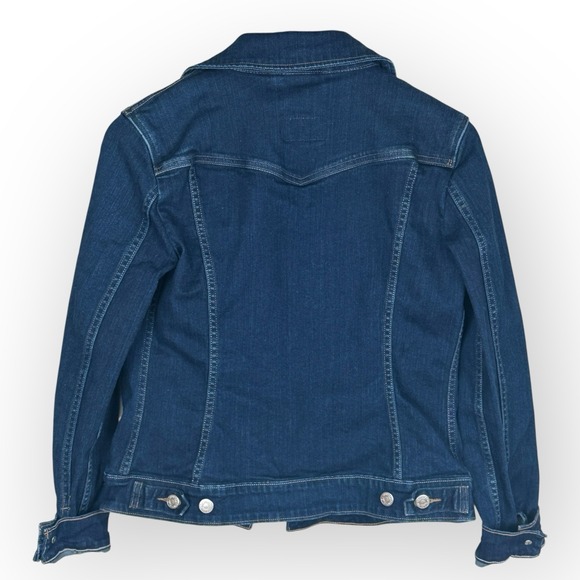 Levi's Classic Denim Trucker Jacket Dark‎ Wash Classic Stretch Denim Women Small - Picture 2 of 6